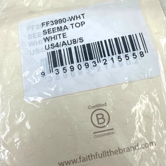 Faithfull the Brand White Linen Seema Top Size 4 - Picture 3 of 11